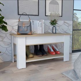 Storage Table Polgon, Extendable Table Shelf, Lower Shelf, Light Oak / White Finish Storage Table Polgon, Extendable Table Shelf, Lower Shelf, Light Oak / White Finish